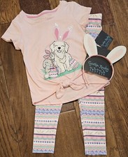 Girls Sz XS 4 T Cynthia Rowley Top, Leggings Bunny Ear Headband NEW