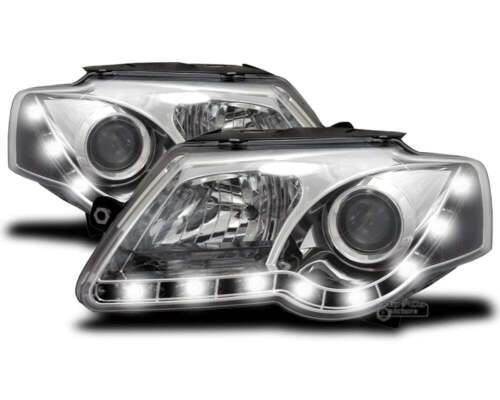 Scheinwerfer LED mit Tagfahrlicht für VW PASSAT B6 3C 05-10 Chrom TUNING AT LPVW - Picture 1 of 9