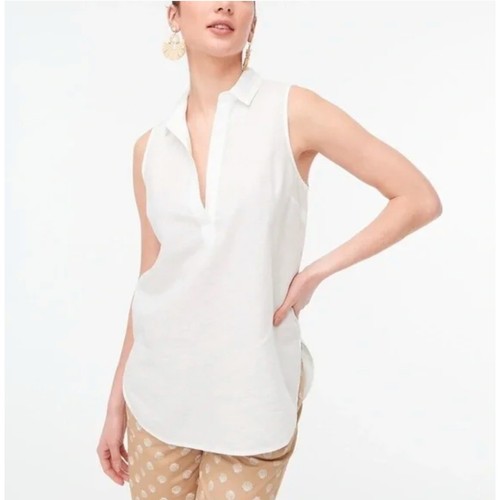 Chemisier Tunique J.CREW Blanc Chambray - Taille XS, Neuf Avec Tache