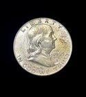 1963-D UNCIRCULATED Franklin SILVER Half Dollar Lightly Toned