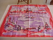 VINTAGE SCARF WITH ABSTRACT DESIGN 100 ACETATE MADE IN JAPAN