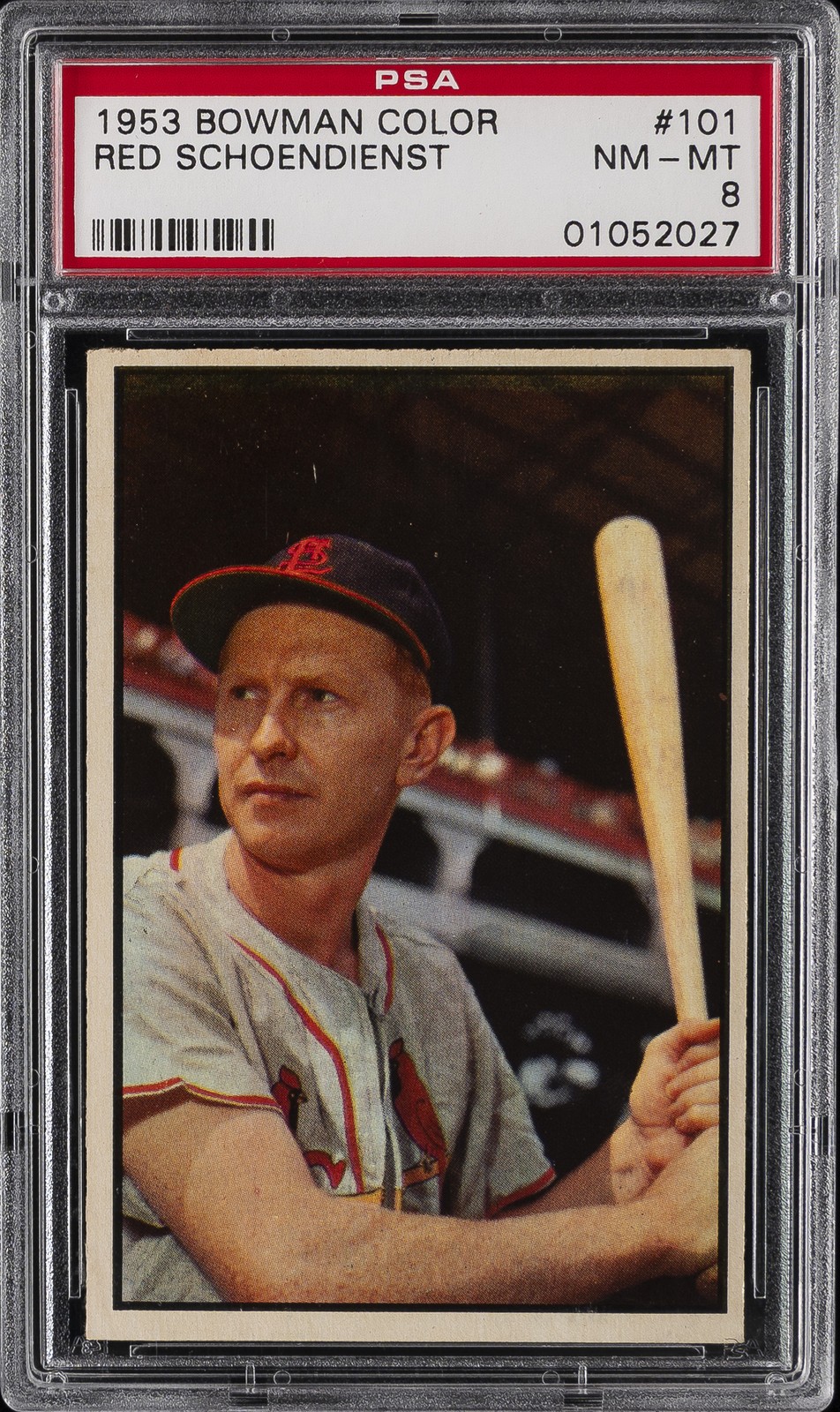 1953 BOWMAN COLOR #101 RED SCHOENDIENST PSA 8