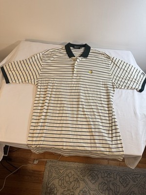 Masters Collection Polo Shirt L White Striped Mercerized Cotton Augusta National