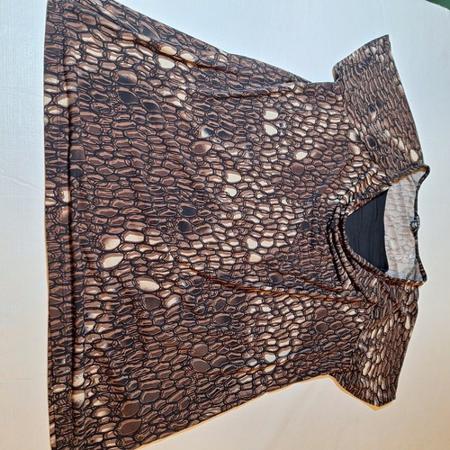 George Brown Geometric Abstract Draped Cowl Neck Blouse Cap Sleeve Stretch Sz 1X - Picture 11 of 11