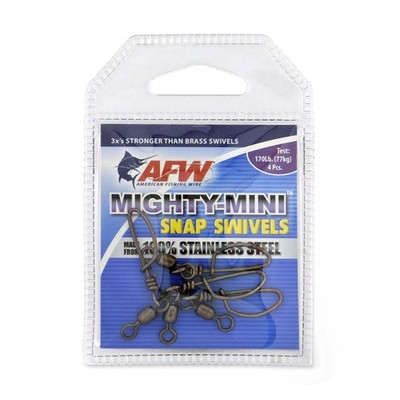 American Fishing Wire Mighty Mini Stainless Steel Snap Swivels, Size #3, 170 ...