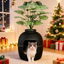Lar Cat Litter Box, Hidden Litter Box with Faux Plant, Heavy