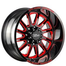 17x9 Off-road Monster Wheels M17 Gloss Black Candy Red Milled Rims 4pcs A1