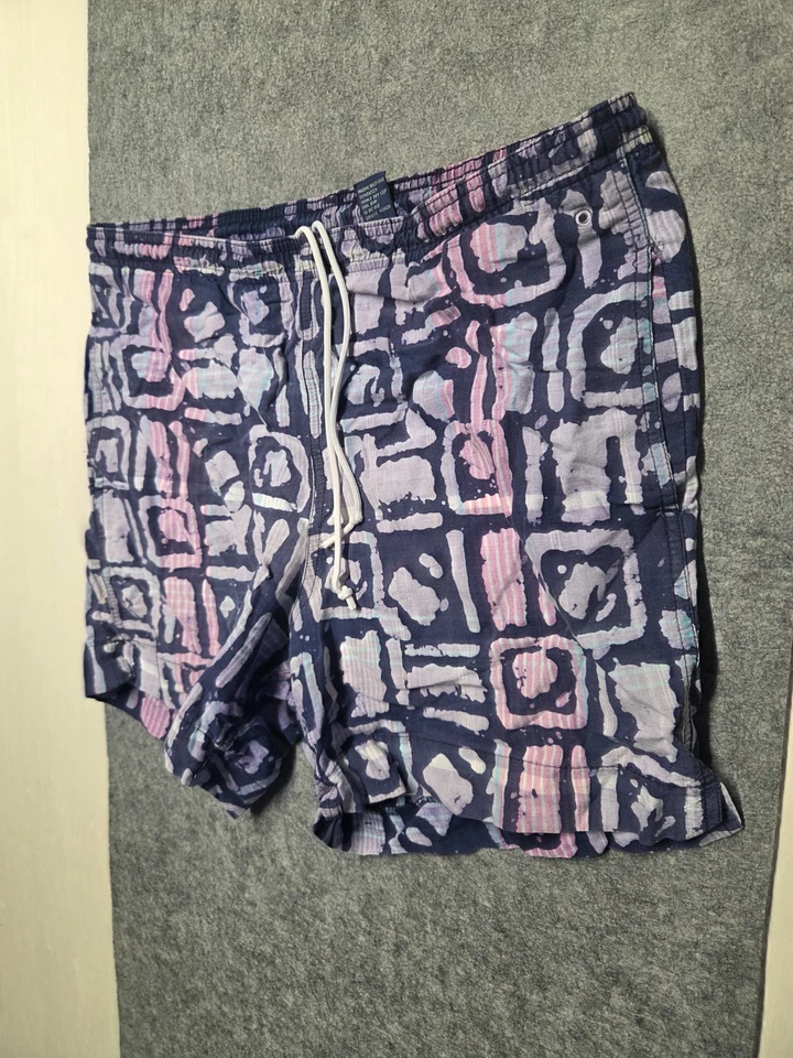 Baús de natação masculinos Salty Dog Gant tamanho M azul marinho padrão Batik 100% algodão concha - Imagem 2 de 4