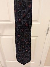 Geoffrey Beene Silk Tie Black with maroon gray floral pattern