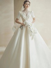 White Wedding Dresses 2026 Bridal Gown Simple Elegent A-line Dresses Satin Gown