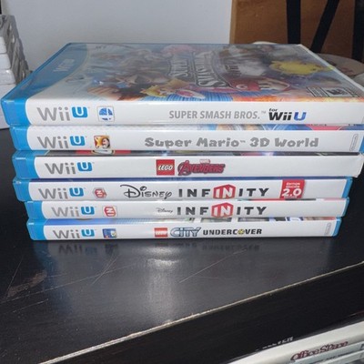 Nintendo Wii U 6 Game Lot Mario 3D World, Smash Bros Lego Avengers, Disney City