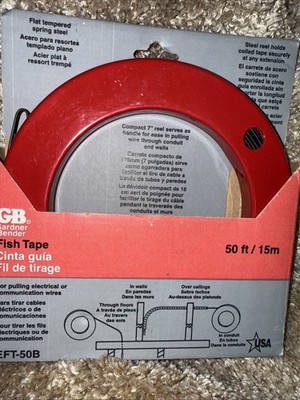 NEW GB EFT-50B Fish Tape 1/8'' Tape Flat Steel Red 50FT Wire Cable Pulling Tool