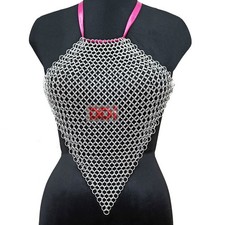 Medieval Chainmail Ribbon Top Aluminum Butted Ring Handmade Stylish Party Wear
