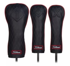 Titleist 2 Panel Leather Headcover set - Driver, Fairway, Hybrid