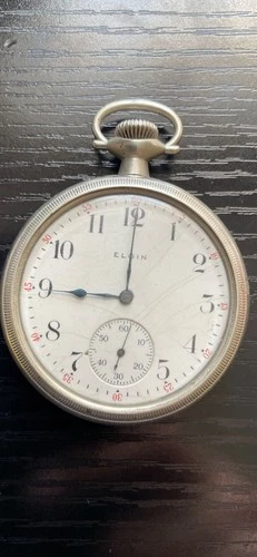 Elgin Pocket Watch – Classic Mechanical Timepiece – Antique Silver Tone Case