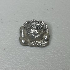 Vintage Art Noveau Sterling Silver Repousse Rose Brooch