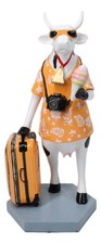 Statuina da collezione mucca parata miglio alto viaggiatore vacanza mucca con bagagli