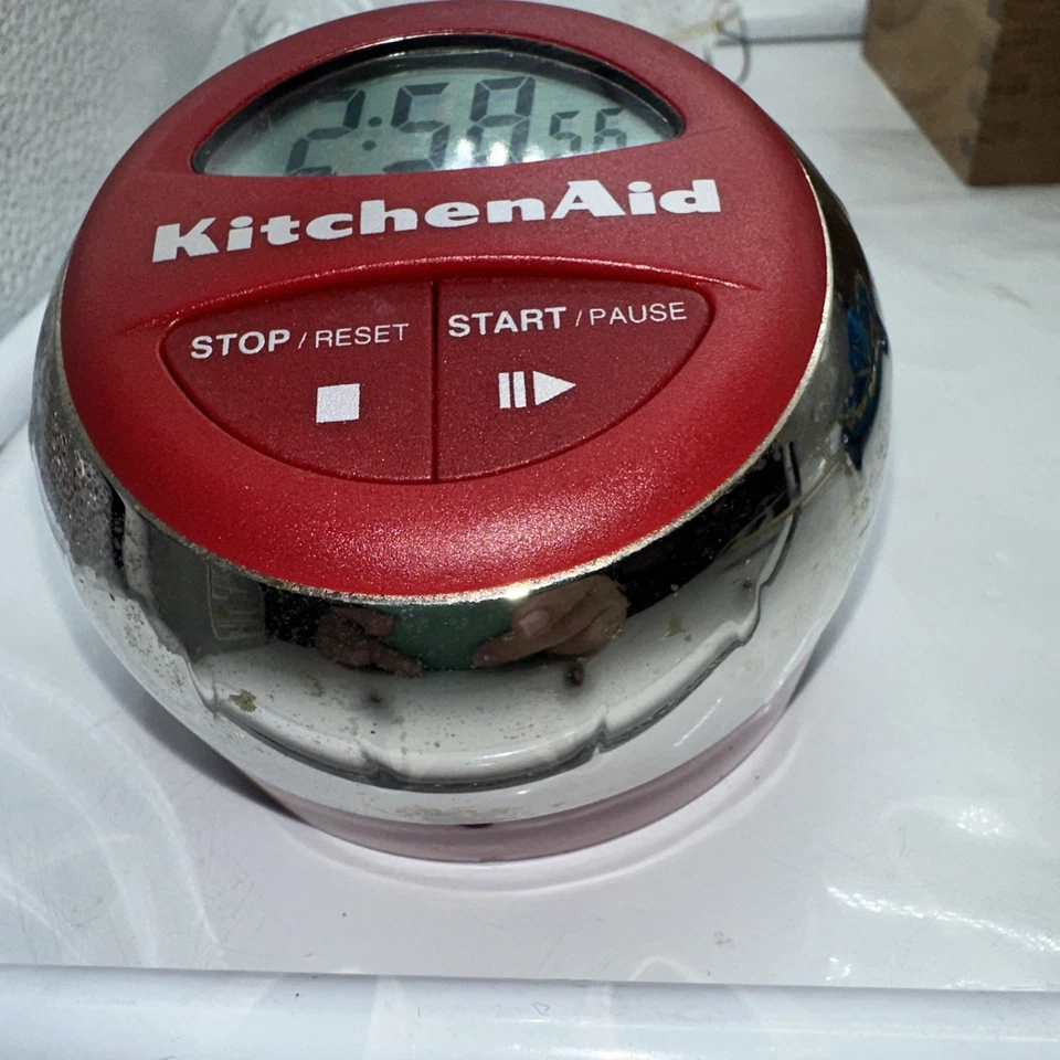 Kitchen Aid Digital Kitchen Timer Red & Chrome Cooks Series - Tested/Working - Image 2 of 4