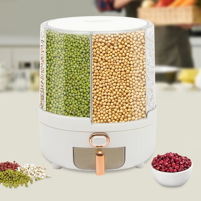 #ad 360�� Rotating Grain Rice Dry Food Dispenser Storage Container For Lentils Beans $29.59