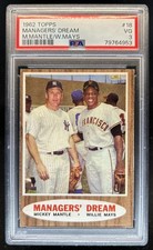 1962 Topps Managers Dream Mickey Mantle Willie Mays C #18 Giants Yankees PSA 3