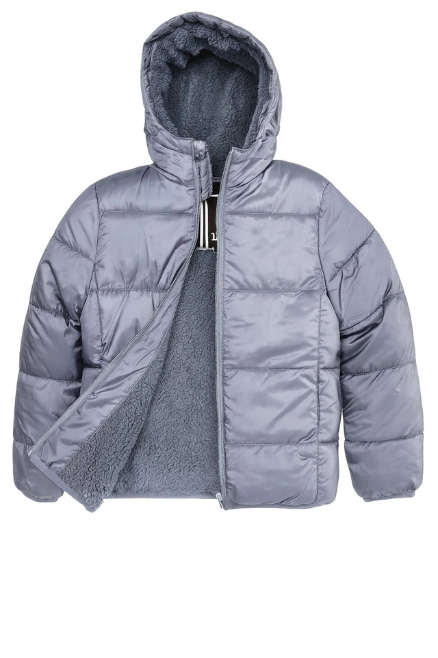 1826 Boys Hooded Puffer Coat, Heavyweight Sherpa Lined Winter Jacket with Pocket - Image 4 of 4
