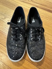 Keds Women Champion Black Glitter Sneakers Size 8