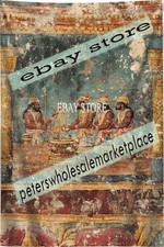 Ancient Fresco Tapestry Mystic Temple Painting Egyptian temple mural 39X59 in