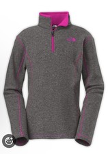 The North Face Girls L 14/16 Glacier 1/4 Zip Fleece Zinc Grey Heather Pink NWT