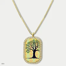 Amazing Colorful Tree of Life Pendant Necklace Chain Photo Dog Tag Chain Gift De
