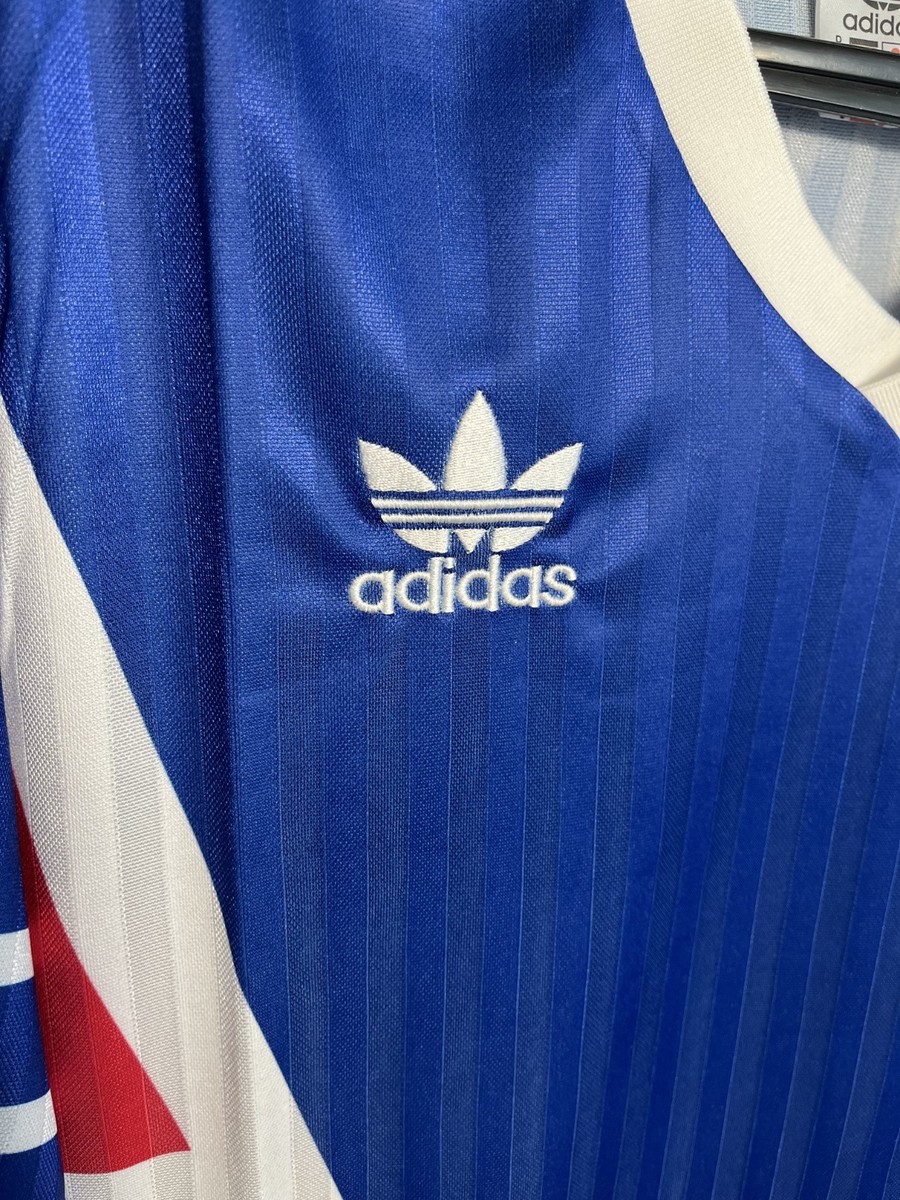 80s 90s ユーゴスラビア製 ヴィンテージ adidas サッカー ユニ Yugoslavia Jersey 1990 1991 Size LARGE Home Reissue Shirt Football