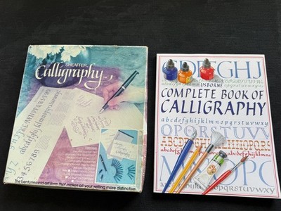 Vintage Sheaffer Calligraphy Kit #72260 Fountain Pen 3 Nibs + 2 Books - USA