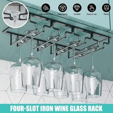 Bar Kitchen Wine Glass Hanger Holder Under Cabinet Shelf Stemware Storage Rack