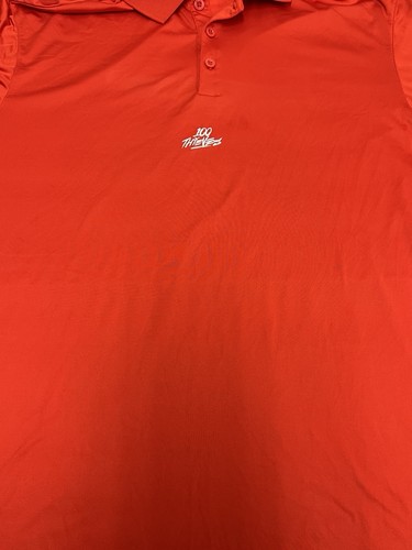 100 Thieves Logo Birdie Red Short Sleeve Polo Shirt - Extra Large - Picture 3 of 11