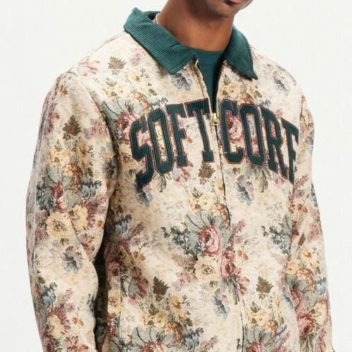 Market Floral Softcore corduroy collared Jacket men’s size Large