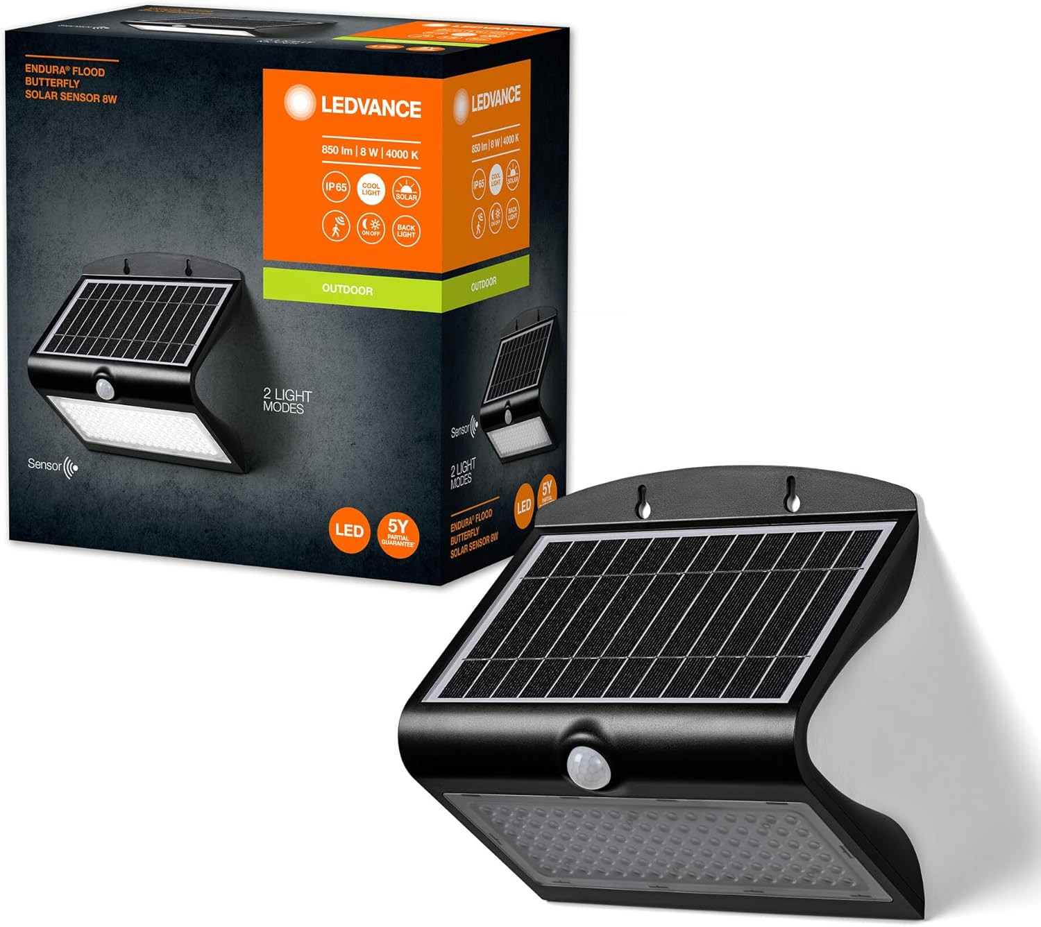 Faretto Solare Ledvance Endura Butterfly 8W 850Lm IP65 Nero