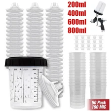 CUPS Disposable Paint Spray Gun Cup Liners and Lid System (190 Mic) 50pack