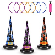 Yeepoo Halloween Ring Toss Game Set, 5Pcs Inflatable Witch Hats with 10Pcs Co...