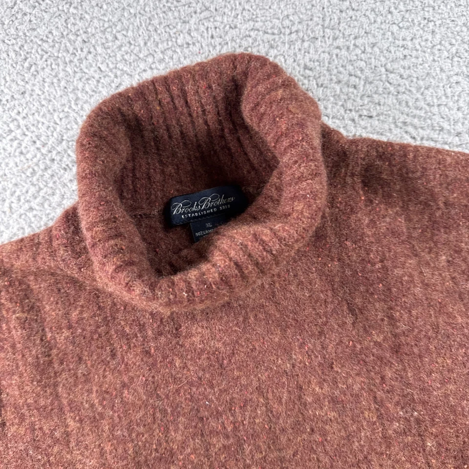 Brooks Brothers Sweater Womens XL Brown Lambswool Blend Turtleneck Pullover READ - Image 3 of 4