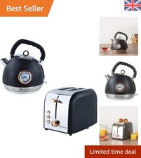 Luxury Kettle & Toaster Set - 2 Slice, 6 Browning Levels, Rose Gold Finish