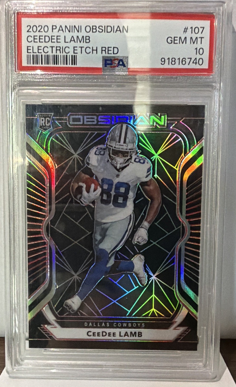 CeeDee Lamb Panini Obsidian #107 Red Electric Etch