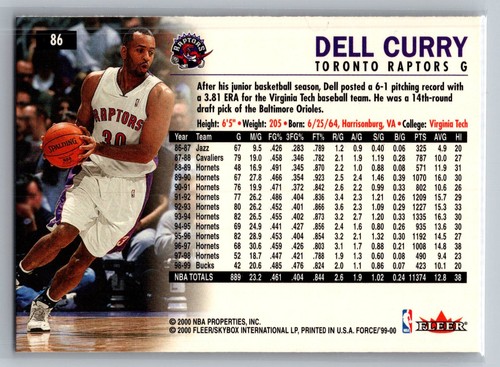 1999-00 Fleer Force Dell Curry #86 Toronto Raptors - Bild 2 von 2