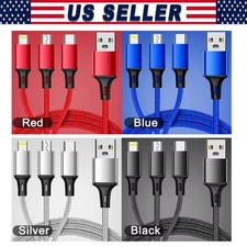 3in1 Fast USB Charging Cable Universal Multi Function CellPhone Charger Cord LOT
