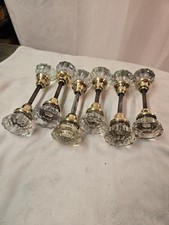 Vintage 12 Point Glass Door Knobs Polished 6 Pair