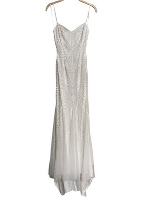 New Lulus Luxe Bridal Radiant Presence White Sequin Backless Maxi Wedding Dress