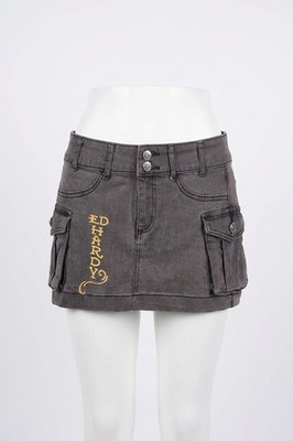 Ed Hardy Women's Koi Fish Cargo Skirt Vintage Grey