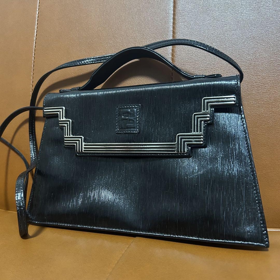 FENDI Leather 2way FF Epi Bag in Black PGG2XT