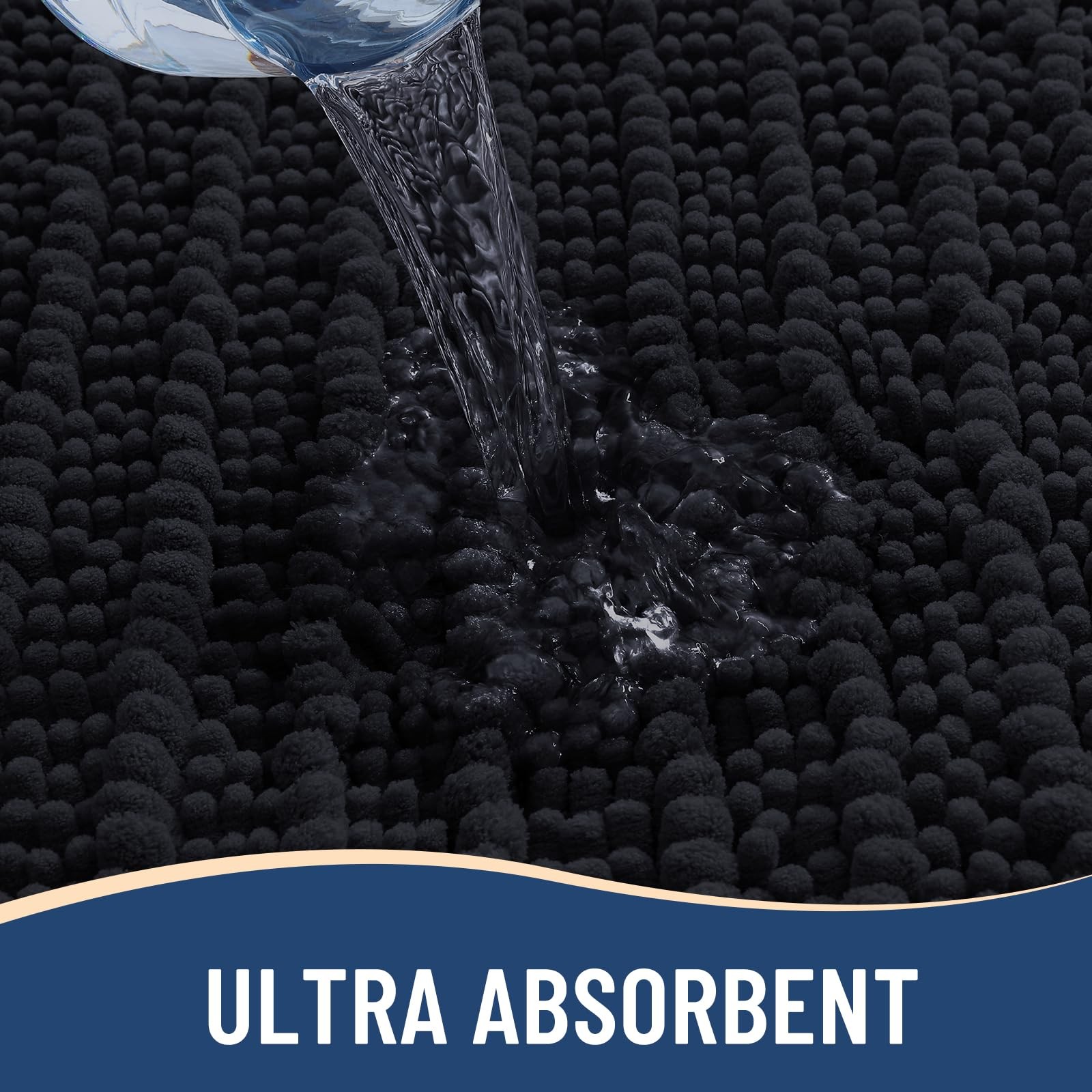 Arotive Luxury Chenille Bath Rug Mat - Soft, Thick, Absorbent, Non-Slip, 36x24"