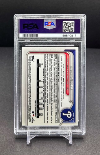 2024 Bowman Mega - AIDAN MILLER - Cromo 1° rifrattore Mojo NAVY #/125 PSA 10 - Foto 2 di 3
