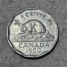 CANADA 🇨🇦 FIVE (5) CENTS COIN 1950 (KING GEORGE VI)