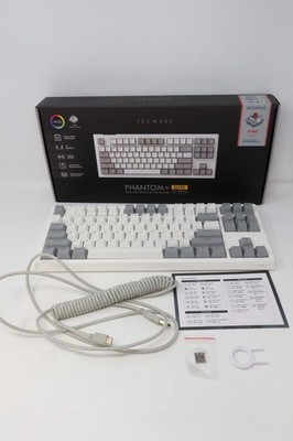 TECWARE White Gray Phantom+ Elite 87 Keys RGB Mechanical Keyboard w/ Dongle